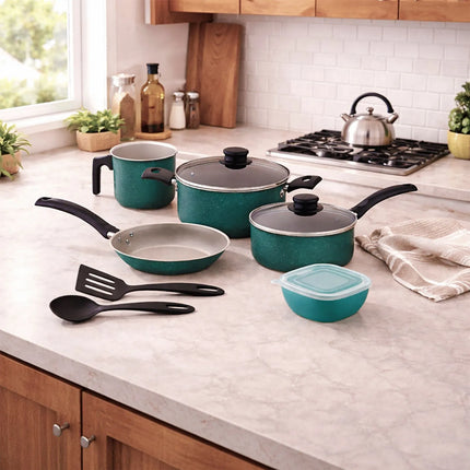 Batería de Cocina Tramontina Turim Antiadherente - 7 Piezas Turquesa