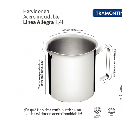 Jarro Hervidor Tramontina Allegra Acero Inoxidable 1.4 L (12 cm)
