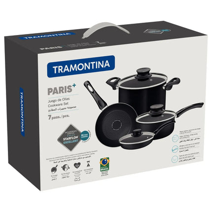 Juego de Ollas Tramontina Paris+ Antiadherente Negro 7 Piezas