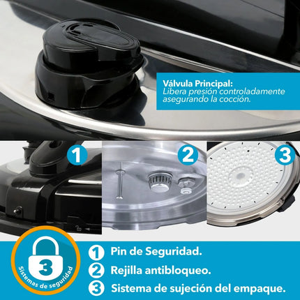 Olla a Presión Home Elements 4.2 Litros Aluminio con Tapa en Acero Inoxidable