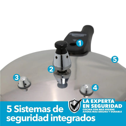 Olla a Presión Home Elements 4.2 Litros Aluminio con Tapa en Acero Inoxidable