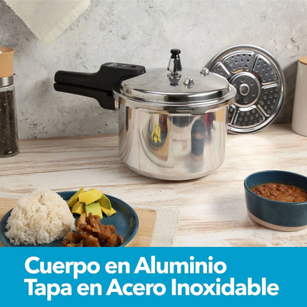 Olla a Presión Home Elements 5.6 Litros Aluminio con Tapa en Acero Inoxidable
