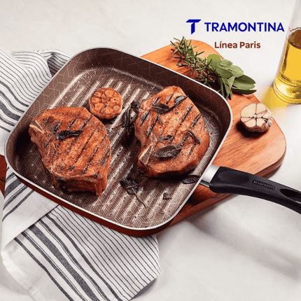 Sartén Asador Bifera Tramontina Paris Antiadherente 28 cm (2.3 L) - Rojo